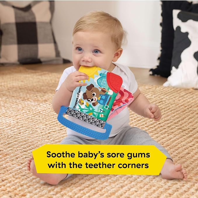 Baby Einstein Farm Explorers Shapes at The Farm Teether Book, Multisensory, Ages Newborn and Up