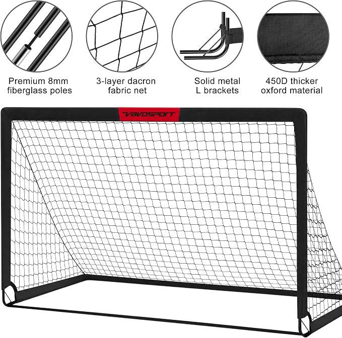Kids Soccer Goals for Backyard Set - 2 of 4' x 3' Portable Soccer Goal Training Equipment, Pop Up Toddler Soccer Net with Soccer Ball, Soccer Set for Kids and Youth Outdoor Games, Sports, Play