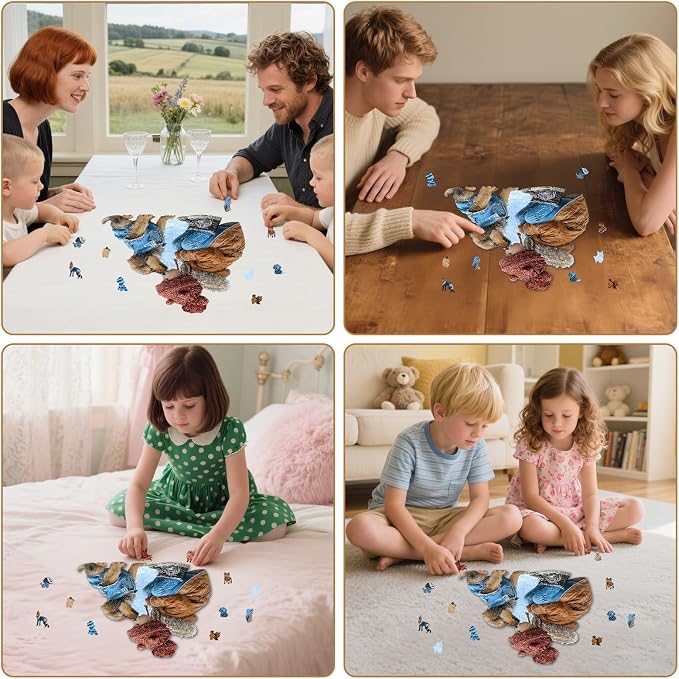 MEATRN Wooden Puzzles for Adults - Little Girl Kissing Puppy, 509 Pcs, 16.8x17 in, Cute Animal Wood Jigsaw Puzzle, Heartwarming Parent-Child Game, Birthday Gift for Kids Home Décor