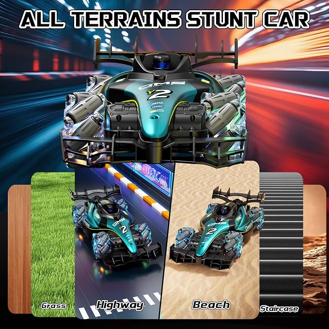 Remote Control Cars, 2.4GHz Monster Truck RC Stunt Cars for Boys Kids Adults, 1:12 Monster RC Truck Off Road with Light & Music, Gifts for 8 9 10 11 12 13 14 15 16+ Years Old Boys Girls Adults