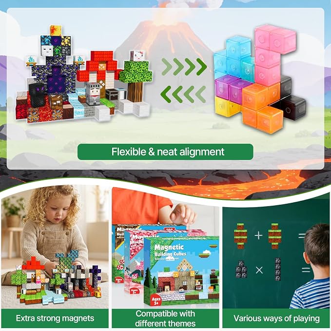 300PCS Magnetic Blocks Building Toys for Kids - 0.8in Magnet Cubes Portal Theme Toddler Toys, STEM Preschool Educational Sensory Construction Set, Birthday Gifts for Boys Girls Age 3-8