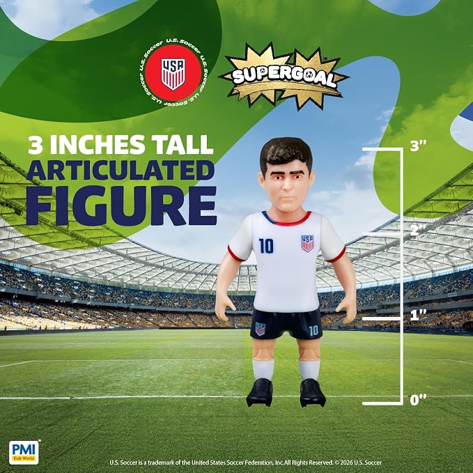 P.M.I. PMI Collectibles World Cup Soccer Figures – 11 Pack Deluxe Box Team Players – Official Football Mini Figures Premium Soccer Collectible Toy Set (Styles May Vary) (Team USA)