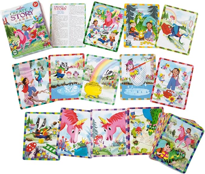 eeBoo: Magical Forest Create a Story Pre-Literacy Cards, 36 Cards with Colorful Characters, Encourages Imagination, for Ages 3 and up
