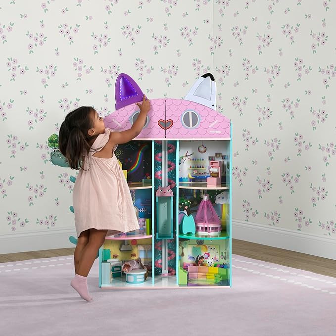 Gabby’s Dollhouse Purrfect Playhouse by Delta Children – Features Sounds & Light Up Ear - Includes 20 Accessories - Fits 8-inch Dolls - Pretend Play Dream Gift for Ages 3