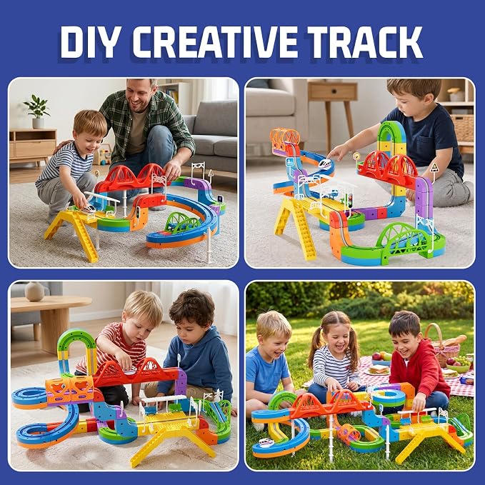 KlickRail Electric Train Set Flexible Race Track for Kids 4 6 7 8 (Ultimate Set(152 Piece))