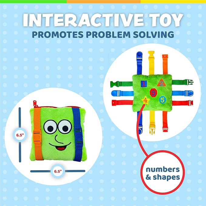 Buckle Toy - Buster Square - Learning Activity Toy - Develop Fine Motor Skills and Problem Solving - Easy Travel Toy - Educational Classroom Must Have