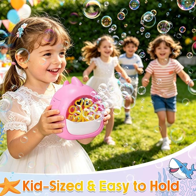 JONEG Bubble Machine Toys for Kids 3-8 Years Old - Bubble Blower Maker with Solutions, Outdoor Toy, Birthday Gift for 3 4 5 6 7 8 Year Old Girls Boys Toddlers