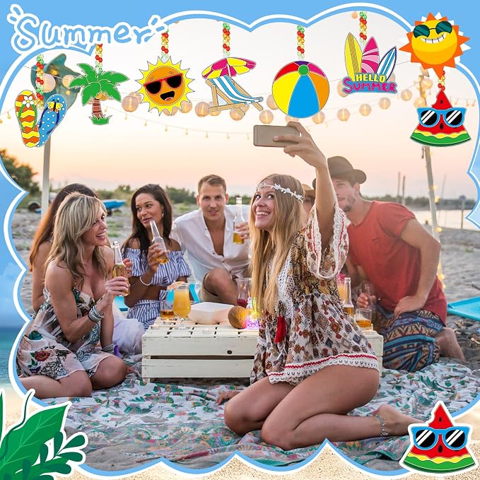 Pasimy 36 Sets Summer Suncatchers Craft Kits Beach Tropical DIY Paint Window Hanging Ornaments Decorations Palm Flip Flops Make Your Own Activities Arts Project Party Favors Gifts for Classroom Home