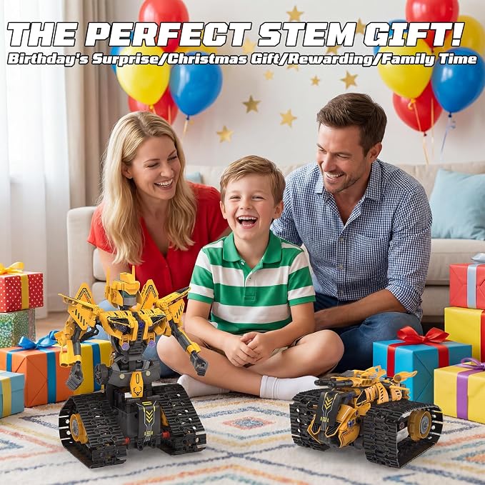 5-in-1 STEM Robot Building Kit, 373 Pcs Remote Control & APP Controlled DIY Robot Toys, Educational Science Building Blocks, for Kids Boys Girls Ages 8-14
