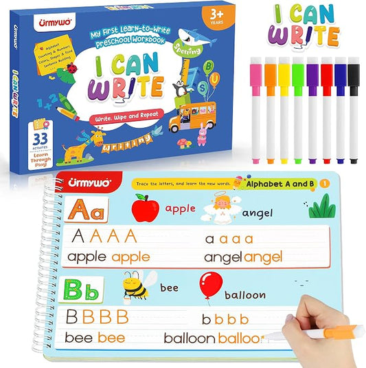 Preschool Learning Activities Kindergarten Workbooks, Toddler Alphabet Learning Educational Toys for 3 4 5 6 Year Old, Writing Practice Tracing Activity Books, Travel Toys,Learning Book Gifts for Kids