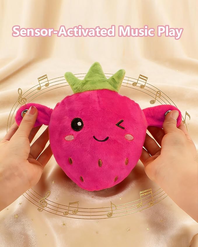Baby Musical Sensory Toy,nteractive Musical Plush Toy with Sounds，Sensory Activity Learning Educational Kid Toy,Fun Christmas and Birthday Gifts Suitable for Multiplayer interaction (pink strawberry)