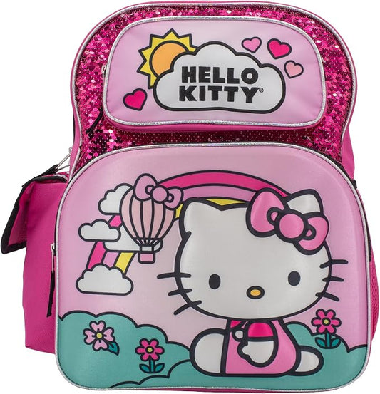 AI ACCESSORY INNOVATIONS Hello Kitty Backpack for Girls, Sanrio Kawaii Bookbag, 16 Inch Anime School Bag with 3D Features