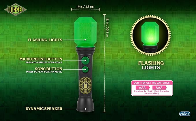 Wicked Toy Microphone for Kids, Includes Built-in Music and Lights, Ideal Toddler Toys (Wicked)