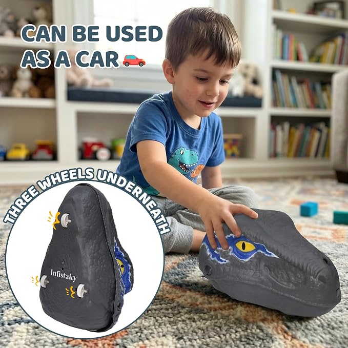 Dinosaur Launch Tracks Toys with Rolling Wheels & Storage Box & Shoulder Bag, 3-in-1 Toy Set for Kids 3+, Cool Dinosaur Car Playset for Toddler Boys & Girls' Festival Gift (Velociraptor)