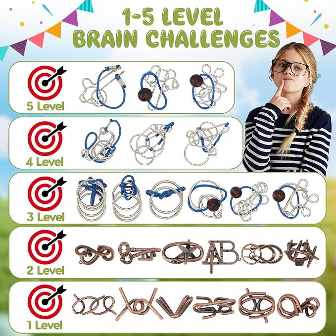 Mytothfy 24 Pcs Brain Teaser Puzzles for Adults Teens - Metal Puzzles 3D Puzzle Game Toys for Adults Teens - Unlock Interlocking Puzzle Adult Teens IQ Education Smart Toys