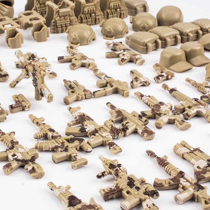 63 Pcs Military Weapons Set Accessories U.K Special Forces Weapons Toys Military Equipment Battle Blocks Bricks Compatible with Major Brand, 3 Years Old and up