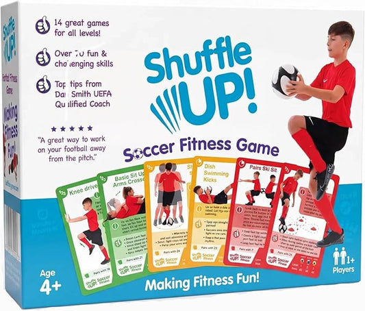 Shuffle Up Soccer Card Games - 70+ Skills Cards, Soccer Gifts for Boys and Girls 7-12 Years Old, Teen and Kids Indoor Training Equipment, Outdoor Backyard Game, Practice Toys, Stamina and Strength