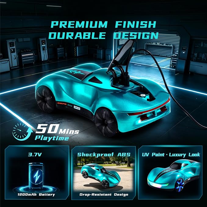 AEROQUEST Gesture Sensing RC Stunt Car with Display Garage | Remote Control Stunt Drift USB-C Charging Light Spray Sound Gesture Sensing Spotrs Birthday Holiday Gifts 2.4GHz 4WD