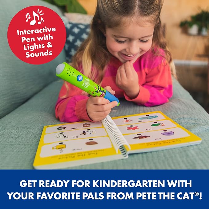 Educational Insights Hot Dots Pete The Cat Kindergarten Reading & Math Workbook - Kindergarten Workbooks with Interactive Pen, Homeschool Learning Books, Build Early Reading & Math Skills, Ages 5+