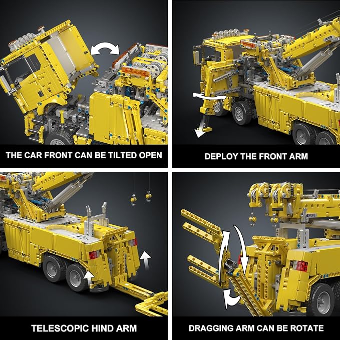 Mould King 17028 Road Rescue Crane Truck Building Blocks, APP & Remote Control Motorized Engineering Tow Truck, 4883 PCS Large Construction Vehicle Model, Advanced Mechanical Building Kit for Adults