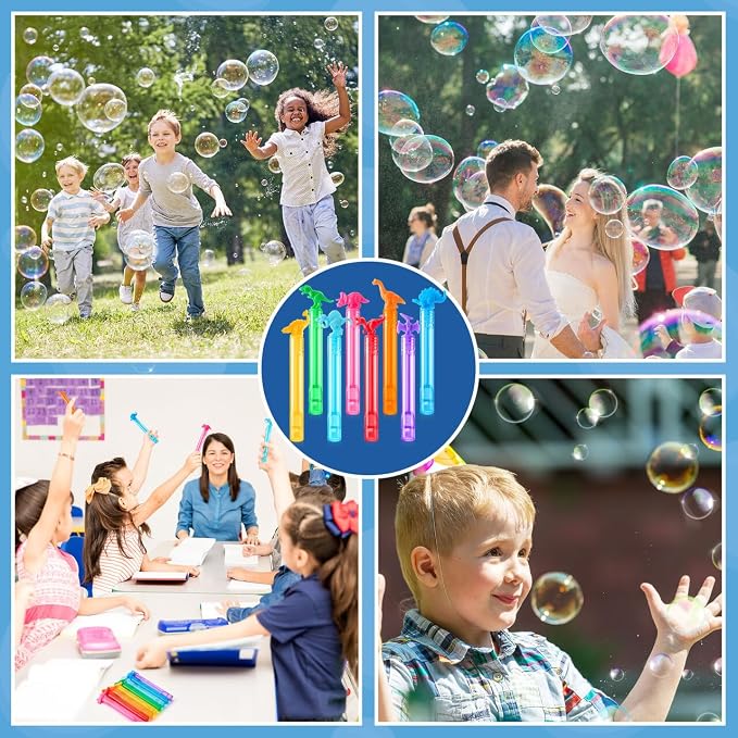 JOYIN 32 Pack Bubbles Party Favors for Kids, 8 Colors Dinosaur Mini Bubble Wands, Easter Basket Goodie Bag Stuffers, Treasure Box Toys, Classroom Prizes for Boys Girls