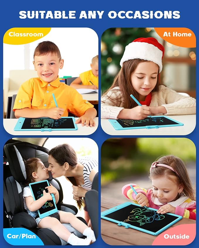 Bravokids Toys for 3-6 Years Old Girls Boys, LCD Writing Tablet 10 Inch Doodle Board, Electronic Drawing Pads, Educational Birthday Gift for 3 4 5 6 7 8 Years Old Kids Toddler (Blue)