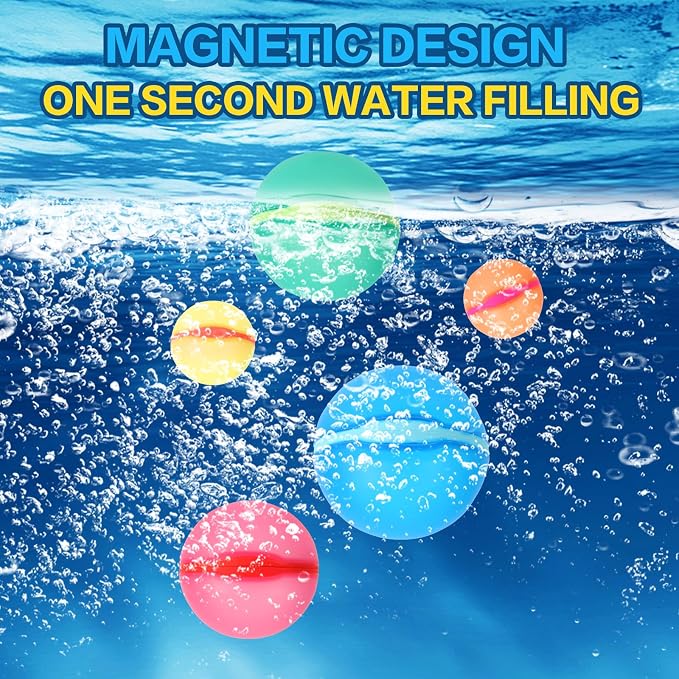 Reusable Water Balloons Refillable for Kids: Soft Silicone Material Self Sealing for Outdoor Activities - Summer Pool Beach Water Bomb for Boys Girls 3-12 Years (24Pck)