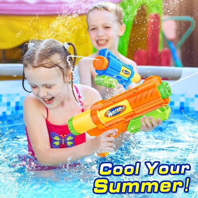 Super Water Gun for Kids Adults: 1200cc Super Water Gun Soaker 2 Pack Squirt Blasters with Impressive Range - Ideal Toys for Boys Girls Summer Outdoor Swimming Pool Beach Sand Water Fighting Fun