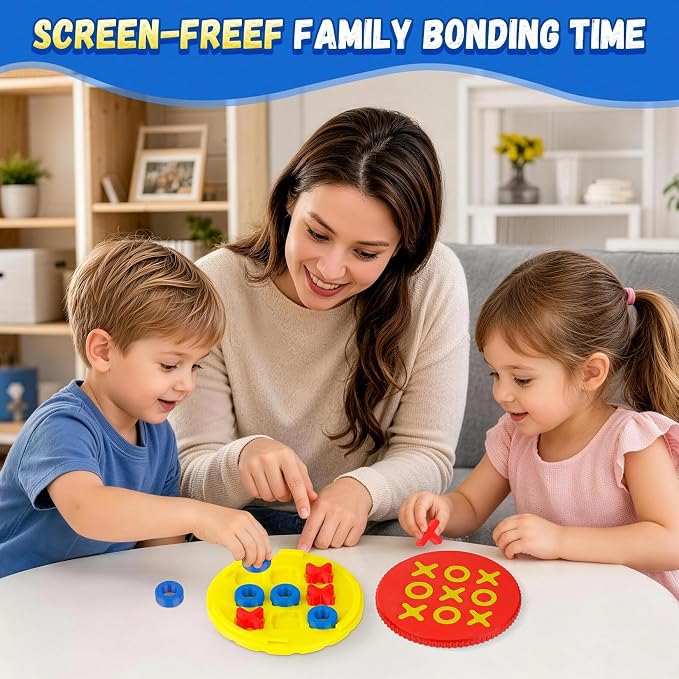 Tic Tac Toe Game & 4 in A Row Board Games Mini Tic Tac Toe Kids Travel Family Strategy Board Games for Kids & Adults Coffee Table Decor Indoor Outdoor Toys Gift