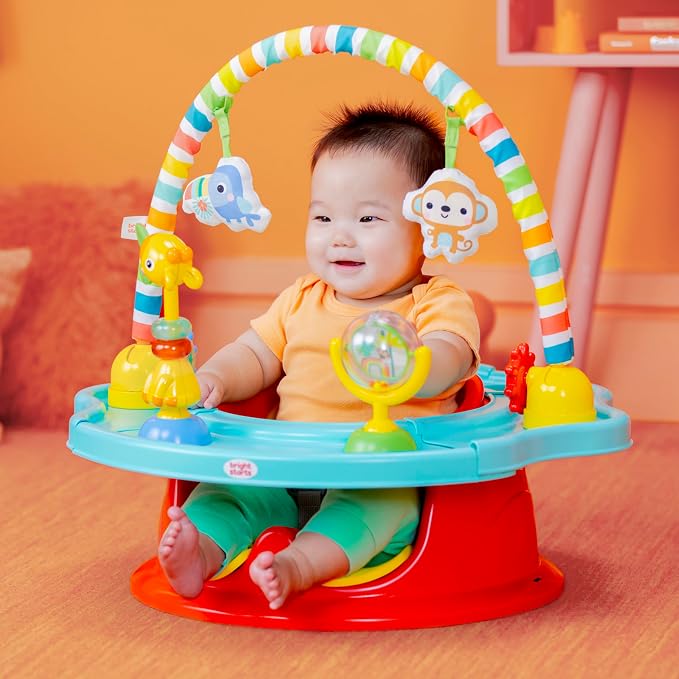 Bright Starts 3-in-1 SuperSeat Playful Paradise, Baby Activity Seat with Toys, Snacking Tray, Booster Seat, BPA Free Tray, Unisex, 6 Months +