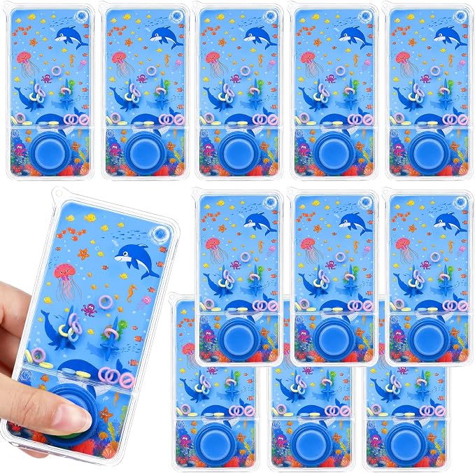12 Pcs Under the Sea Party Favors for Kids Handheld Water Games Water Ring Toss Toys, Ocean Birthday Goodie Bags Stuffers Return Gifts Classroom Prize Rewards Bulk