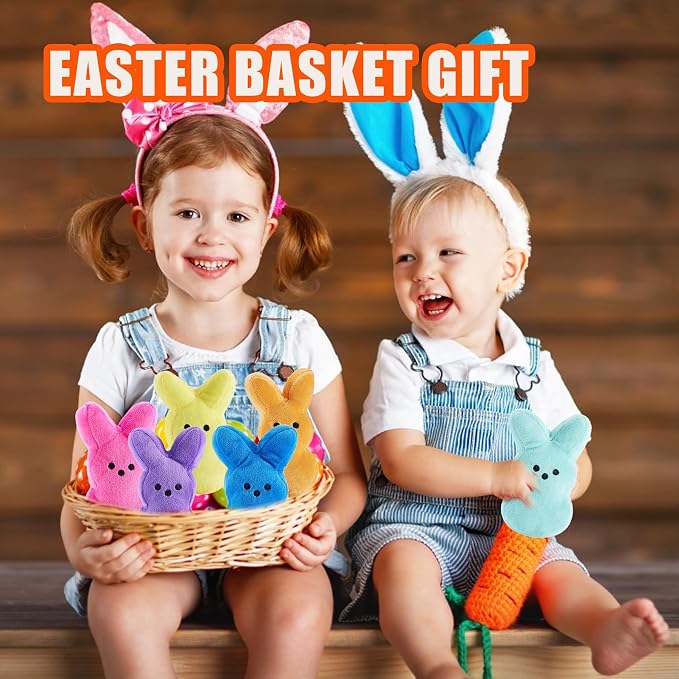 16PCS Easter Stuffed Bunny Plush Toys,Easter Bunny Bulk Stuffed Animals Plushie for Kids Boys Girls Toddler,Easter Basket Stuffers Egg Fillers