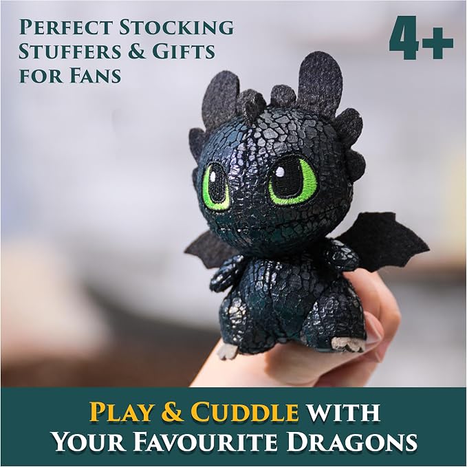 DreamWorks Dragons How to Train Your Dragon Mini Plushies, Toothless & Deadly Nadder 2-Pack, 3” Stuffed Animals, Kids Toys for Boys Ages 4 & Up