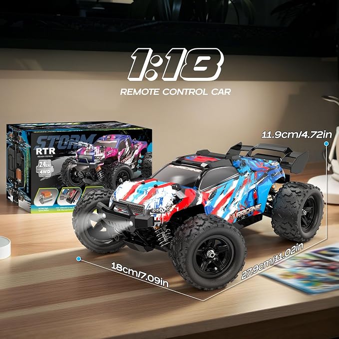 YESHIN 1:18 RC Cars 40km/h Speed 4X4 Off Road Remote Control Car, Waterproof Electric Powered All Terrain Toys Vehicles with 2 Rechargeable Batteries 2 Shells, Xmas Gifts for Kid and Adults