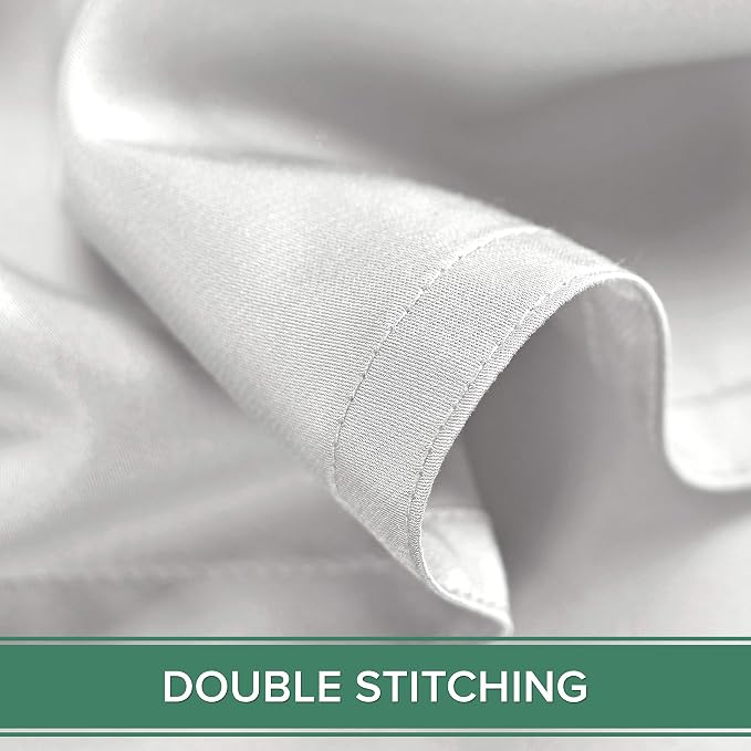 Pure Bamboo Split King Sheets, Genuine 100% Organic Viscose Derived from Bamboo Bed Sheet Set, Soft & Cooling, Double Stitching, 2 Fitted Sheets (Split King, White)