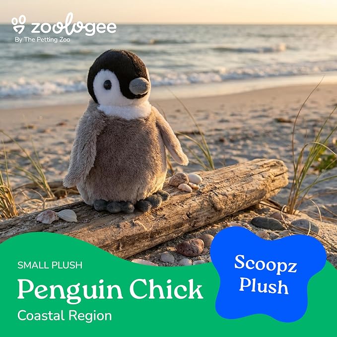The Petting Zoo Penguin Chick Stuffed Animal Plushie, Gifts for Kids, Scoopz Animals, Penguin Chick Plush Toy, 8 inches