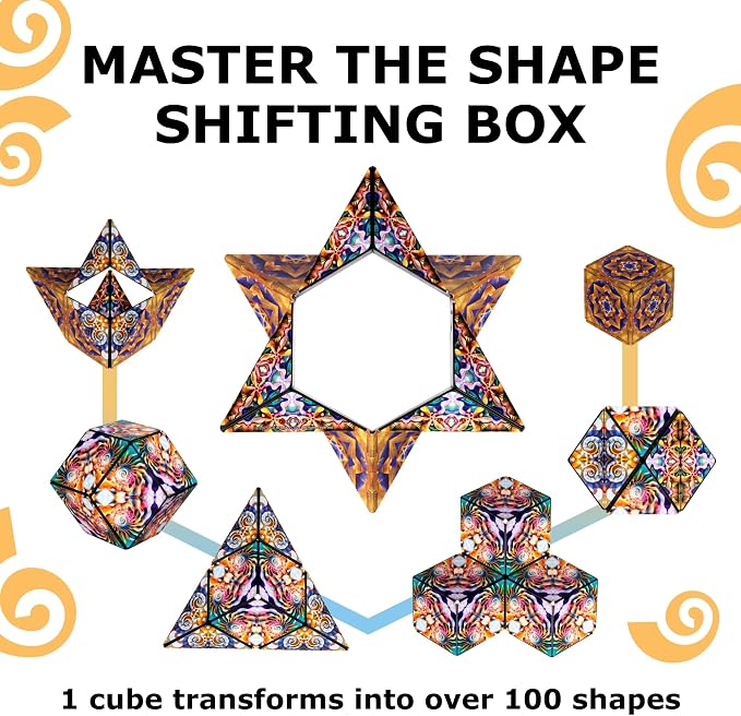 Shashibo Sensory Fidget Toy for Adults & Kids, Stress Relief Fidget Toy for Adults, Teens & Kids, Cool Fidget Toys for Desk, Classroom Must Have, Sensory Shape Shifting Cube, 100+ Possible Shapes