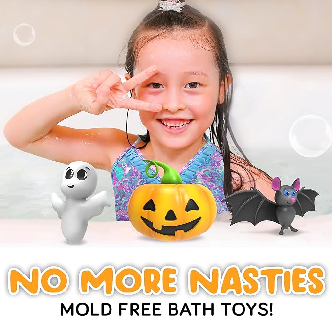 SplashEZ Halloween Baby Bath Toys, Mold Free Bath Toys for Babies & Toddlers, No Hole No Mold Tub, Beach, Pool, BPA-Free, Infant Play Set No Holes 1 3 6 12 18 Months