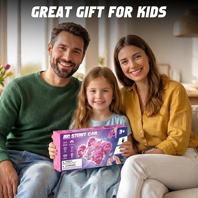 Spider Toys for Girls 4 5 6 7 8 9 10 11 12, Gesture Sensing Remote Control Car, Double Sided RC Cars with Full-Body Light, 2.4GHz Hand Controlled Rechargeable RC Stunt Car