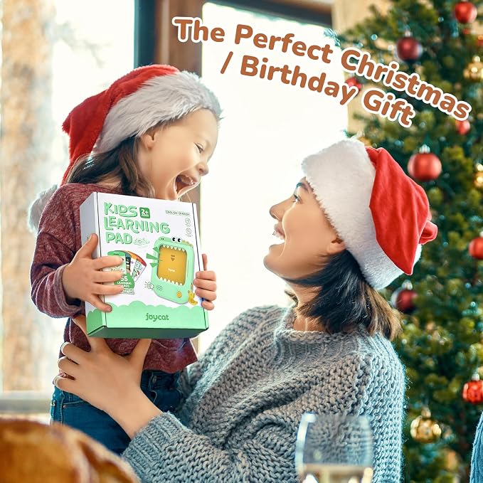 JoyCat Bilingual Kids Learning Tablet, 106 Pages Spanish & English Talking Cards with 20 Interactive Games, Montessori Toy for Alphabet, Words, Numbers, Colors & Songs, Learning Gifts for Toddler 2-6