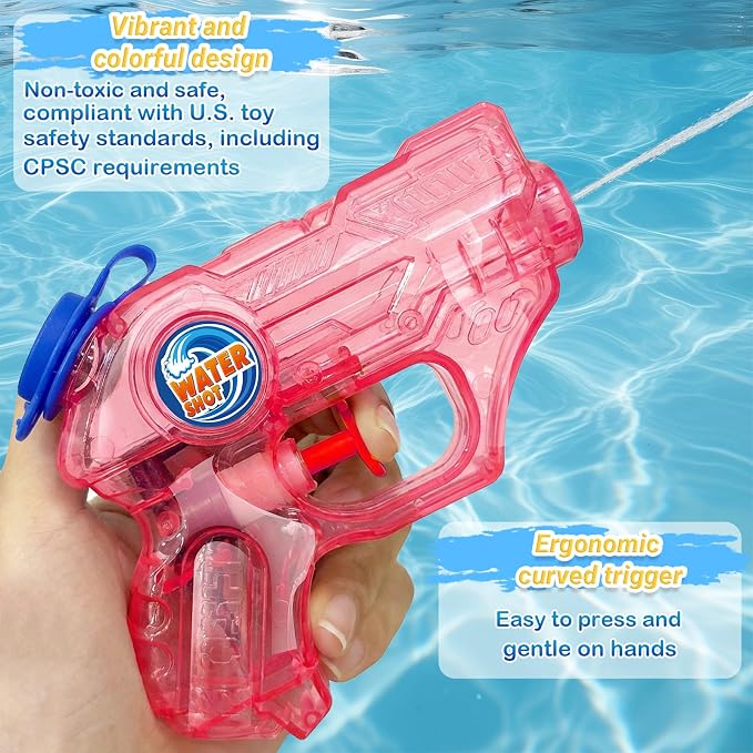 Water Gun for Kids Toddler: 6 Pack Mini Water Guns Squirts Small Soaker Pistol Super Blasters with Trigger for Boys Girls Summer Swimming Pool Beach Water Outdoor Fighting Party Bath Ideas Gift Toys