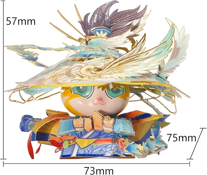 MU 3D Metal Puzzles Chinese Kung Fu Master Shifu Cat Brother Figures Kitty Model, Metal Models Kits Miniature Building for Adult to Build, Hobby Birthday New Year Gifts Collectibles Desk Decor