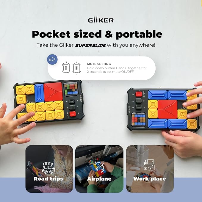 GiiKER Super Slide Puzzle Games, Original 500+ Challenges Brain Teaser Puzzle, Toys for Kids Teens, Travel Games Birthday Gifts STEM Toys for Ages 6+ Boys Girls, Activities for Road Trips