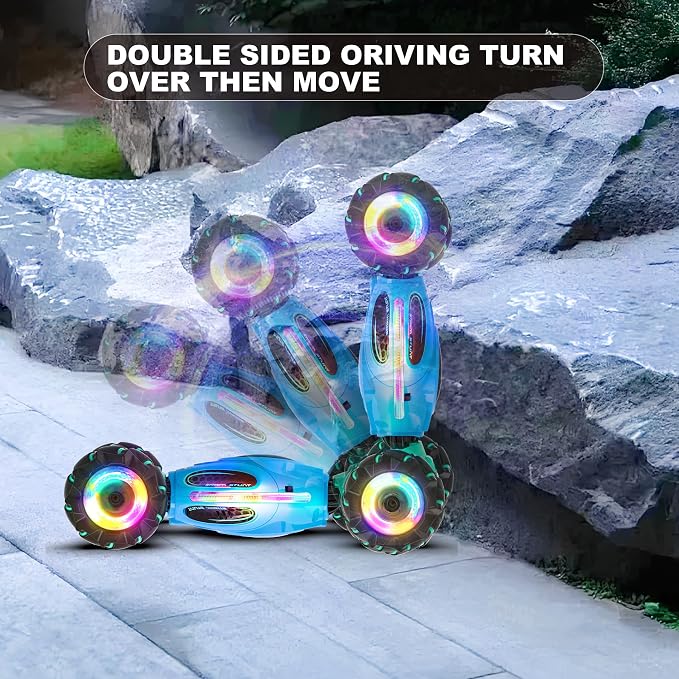 Gesture RC Car,1:18 4WD Transform Off-Road Stunt Car with Gesture & Remote Control, 360° Flips Drift Vehicle with LED Lights Music, All Terrain Toy Cars Gifts for Boys Girls Age 6-12