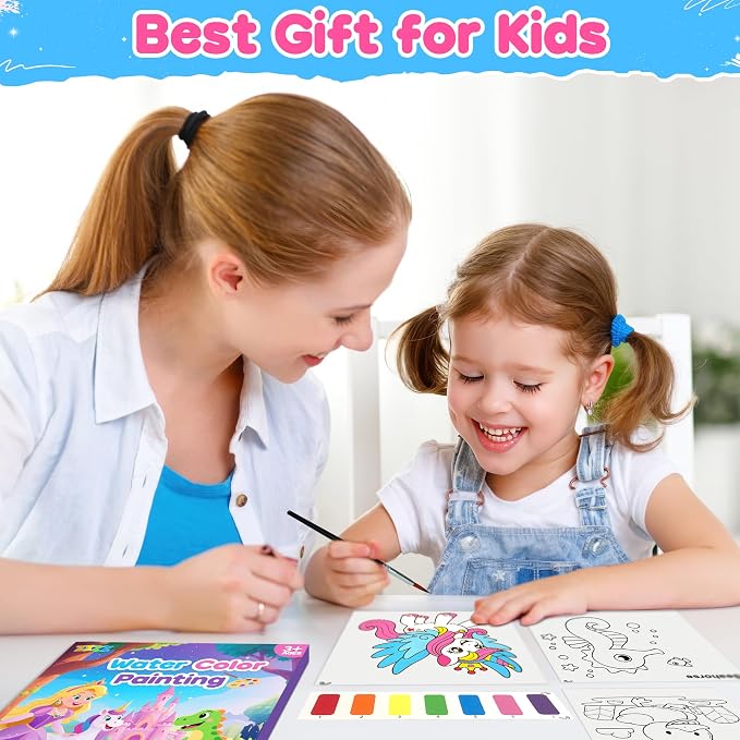 ZIZZ Paint with Water Coloring Books for Toddlers, 3PCS Watercolor Painting Set for Kids Ages 3-8, No-Mess Drawing Art Craft Toy Birthday Valentine's Day Gifts for Girls Boys - Princess, Forest, Sea