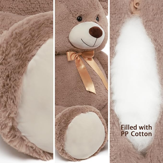 Tezituor Big Teddy Bear,52'' Giant Stuffed Animal Plush Toys for Adults Children,Girlfriend Soft Life Size Bears Plushie Gifts for Valentine, Christmas, Birthday,Baby Shower Decoration