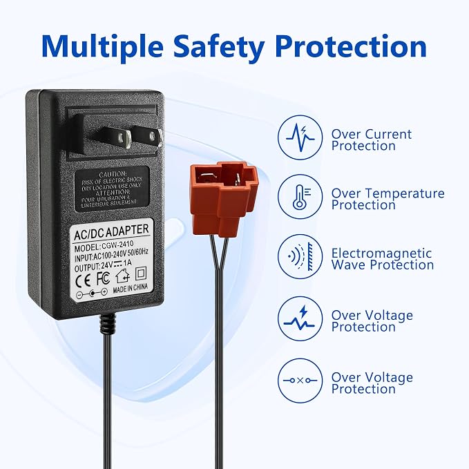 24V Battery Charger Compatible with Ride On Toys for Kids, 24Volt (28.8V) Batteries Car for Kids, for Huffy Torex UTV 4X4, 2 Pin Red Square Plug 24v Charger for Ride on Toys Kid Electric Car