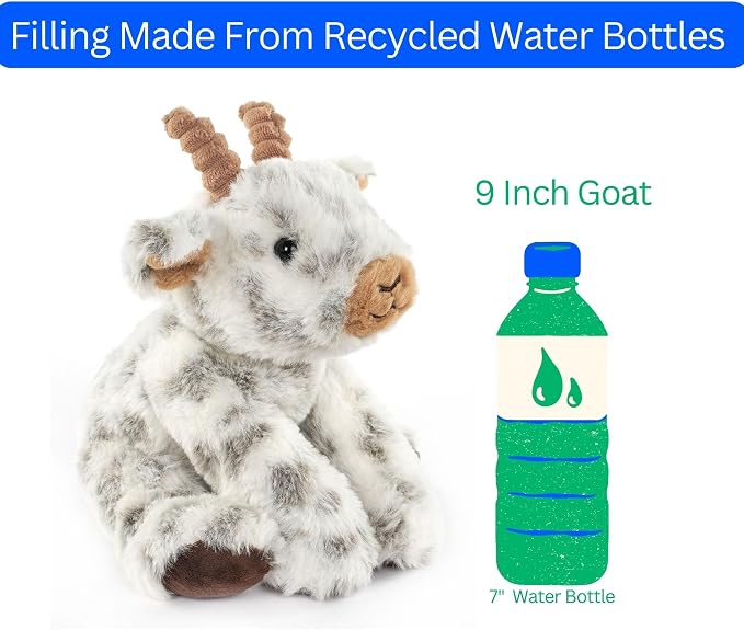 The Petting Zoo Goat Stuffed Animal Plushie, Gifts for Kids, Wild Onez Wildlife Barn Animals, Goat Plush Toy 9 inches