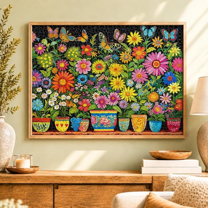 Cross & Glory | 1000 Piece Jigsaw Puzzles for Adults | Floral Fantasia: A Butterfly’s Haven | Garden Butterfly Puzzle | Satin Finish Flower Puzzles for Adults 1000 Pieces | Ages 14+