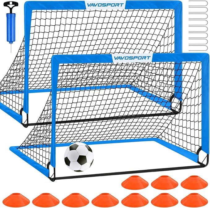 Kids Soccer Goals for Backyard Set - 2 of 4' x 3' Portable Soccer Goal Training Equipment, Pop Up Toddler Soccer Net with Soccer Ball, Soccer Set for Kids and Youth Outdoor Games, Sports, Play